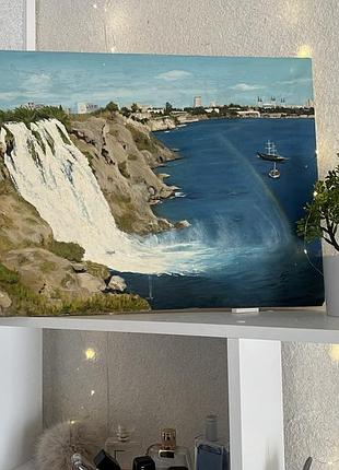Картина мальовничий дюден водоспад туреччина море