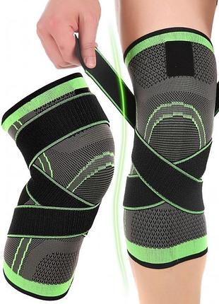 Наколенник бандаж коленного сустава knee support copper черно-зеленый компрессионный от травм растяжений