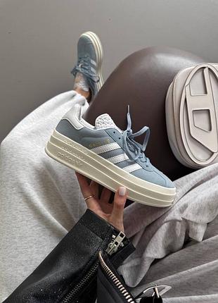 Adidas gazelle bold platform blue white
