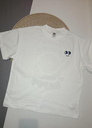 Футболка коттоновая белая на мальчика 6 лет (116 см), green cotton.
