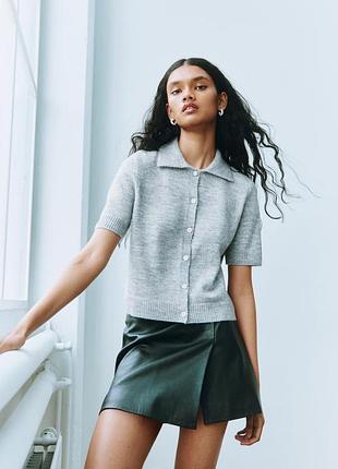 Cерый кардиган поло с коротким рукавом от h&amp;m