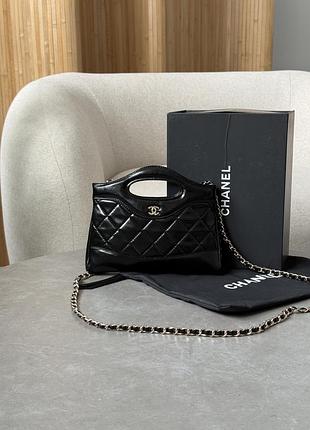 Сумочка 31 mini shopping bag shiny aged calfskin black & gold ha🖤