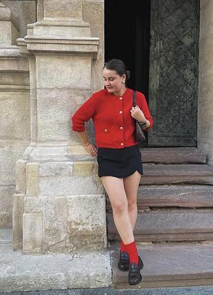 Червоний кардиган zara вкорочений