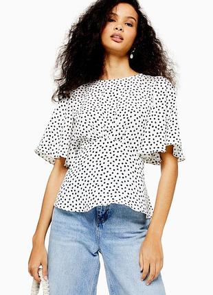 Блуза блузка топ з баскою в горох горошок polka dot