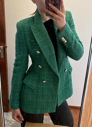 Пиджак твидовый новый zara