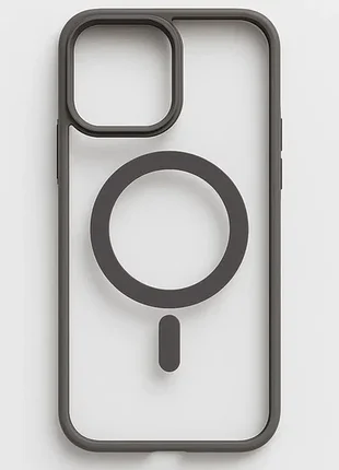 Чохол для 16 pro max прозорий з сірою рамкою та підтримкою magsafe