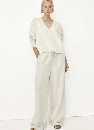 Широкі лляні штани палаццо h&m