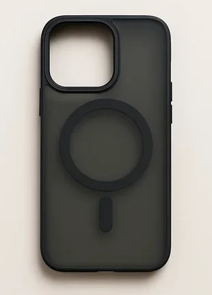 Чохол для iphone 16 pro, magsafe, напівпрозорий темно-сірий (силікон + пластик) м00083