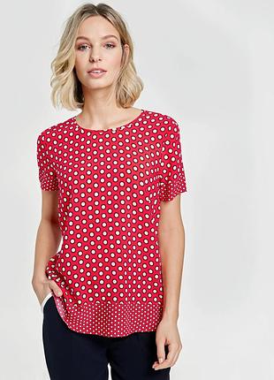Яскрава футболка блузка gerry weber m/l червона в горох, натуральна, бавовна