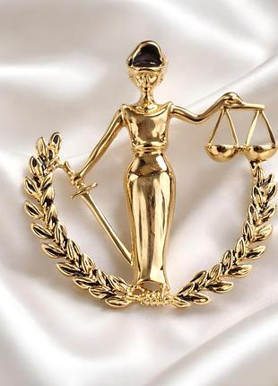 Брошка феміда (богиня правосуддя), золотиста брошка юрист ⚖️