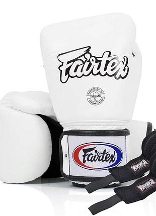 Боксерские перчатки fairtex bgv1 white 12 унций (бинты в комплекте)