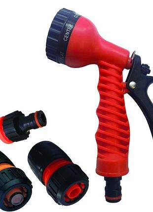 Комплект пистолет (7 режимов) и 3-элемента на шланг kemal m1012-1/2" orange, турция