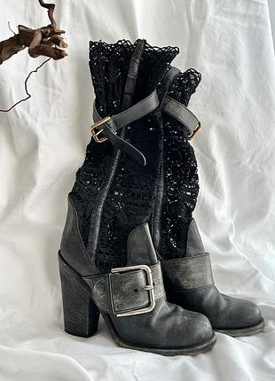 Vintage dolce & gabbana чоботи 40 шкіра мереживо italy дизайнерські