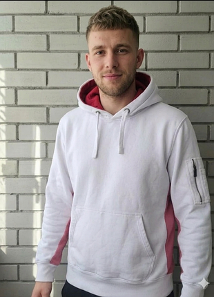 Alpha industries худі чоловіче біле з капюшоном кишенями