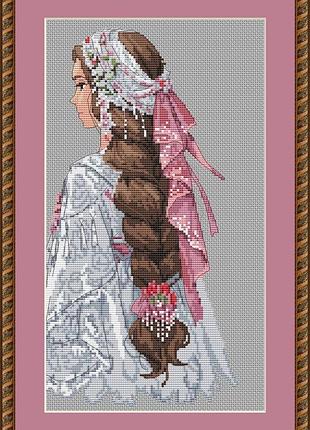 Схема для вишивки дівчина з косою
