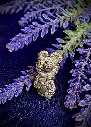 Вінтаж! 🧸🩶 олімпійський ведмедик колекційна брошка значок радянський металевий мишка олимпийский