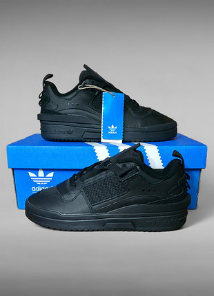 Женские - подростковые демисезонные кожаные кроссовки adidas forum mod low triple black (38р/39р/41р)