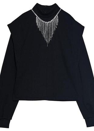 Толстовка с объемными рукавами и ожерельем из камней zara
