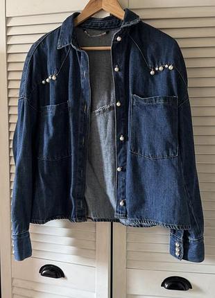 Джинсовая куртка рубашка  zara