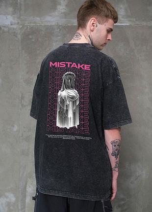 Футболка мужская washed с принтом mistake черная