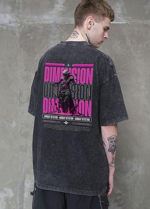 Футболка мужская washed с принтом dimension черная