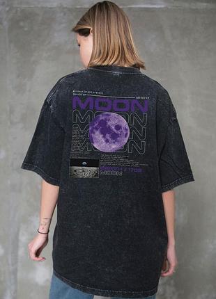 Футболка женская washed с принтом moon черная