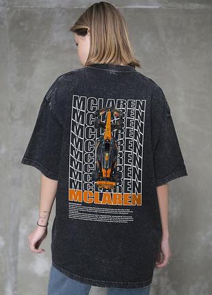 Футболка женская washed с принтом mclaren черная