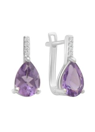 Серебряные серьги с натуральным аметистом 3.703ct (2194934)