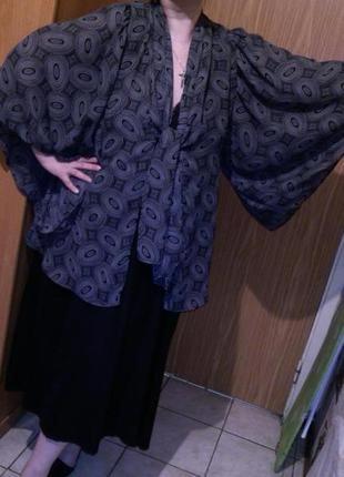 Нарядный,эффектный,кардиган-блузон,рукав- кимоно,большого размера,оверсайз1 фото