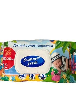 Вологі серветки 120шт дитячі mega pack тм summer fresh