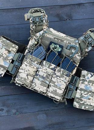 Плитоноска тактическая gen.8+ с тройным итогом для ак/ar 25х30 см черная кордура 900d ve-33