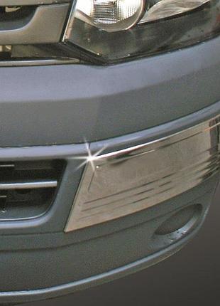 Кути на передній бампер (2 шт, нерж) для volkswagen t5 2010-2015 рр