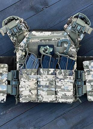 Плитоноска gen.9 тактична з тройним підсумком для ак/ar 25x30 см піксель водонепроникна кордура 900d dm-11