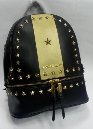 Рюкзак кожаный черный в стиле michael kors1 фото