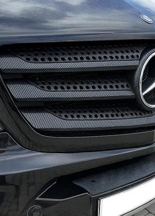 Накладки на решетку радиатора (6 шт, карбон) для mercedes vito/v-class w447 2014- гг