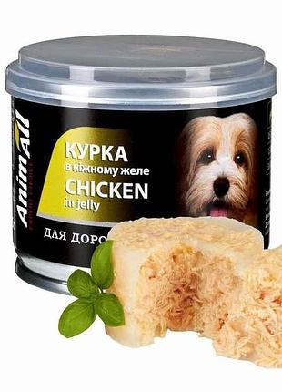 Корм для собак консерва 195г вологий курка в ніжному желе тм animall