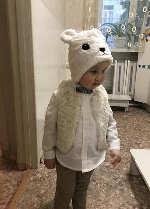 Костюм медведя новогодний шапка и жилет на утренник