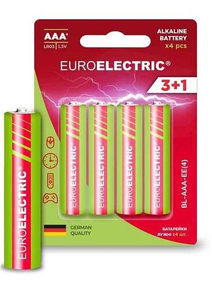Батарейка лужна lr03/aaa 4шт 1,5v (блістер) тм euroelectric