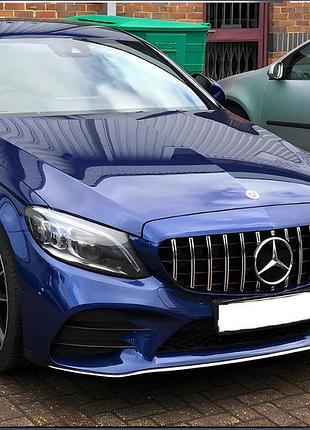 Передняя решетка panamericana gt (для avantgarde/amg-line/c43 amg) 2014-2018, без камеры для mercedes c-сlass w205