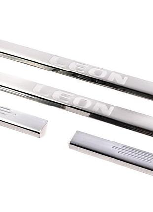Накладки на пороги carmos v1 (4 шт, нержавейка) для seat leon 2013-2020 гг