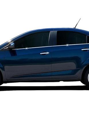 Нижні молдинги стекол (нерж) sedan, carmos - турецька сталь для chevrolet aveo t300 2011-2020 рр