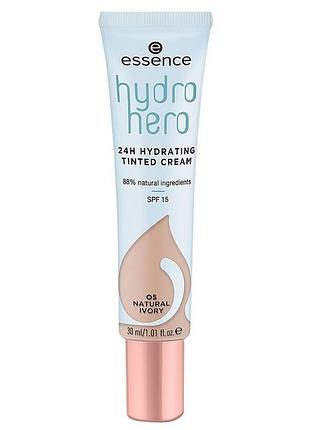 Зволожувальний тональний крем essence hydro hero 24h hydrating tinted cream spf15