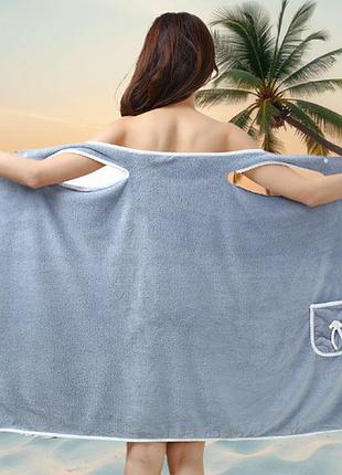 Для бани быстросохнущее полотенце-халат для отдыха полотенце для бассейна полотенце для спортзала синий