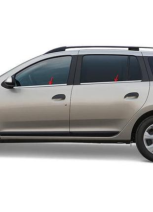 Окантовка вікон (4 шт, нерж) omsaline - італійська нержавійка для renault logan mcv 2013-2022 рр