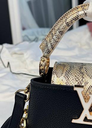 Сумка capucines mini black python handle 5
