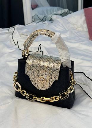 Сумка capucines mini black python handle 2