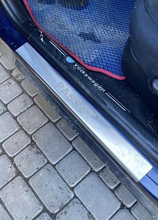 Накладки на пороги carmos (4 шт, нержавейка) для volkswagen passat b5 1997-2005 гг