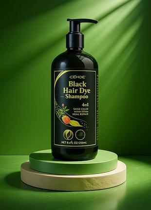 Шампунь-краска eelhoe black hair dye 3in1 (250 мл) – восстановление, увлажнение, тонирование в черный цвет, с женьшенем