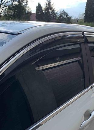 Ветровики с хромированным молдингом (niken, 4 шт) для nissan qashqai 2014-2021 гг