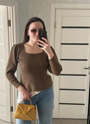 Кофта zara m | трикотажна | базова | коричнева